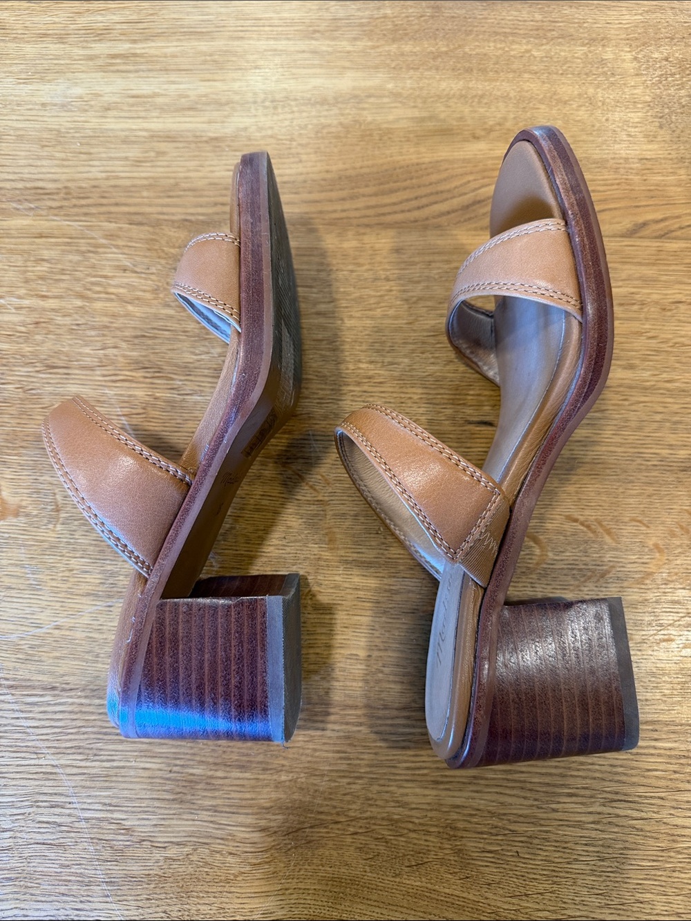 Madewell Tan Leather Double-Strap Slide Mules - Picture 4 of 6